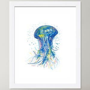 Jellyfish Art Print, Watercolor Painting, Sea Life, illustrations Art Print, Kids Wall Decor, Nautical Art, Nursery Art, Baby Room Decor
