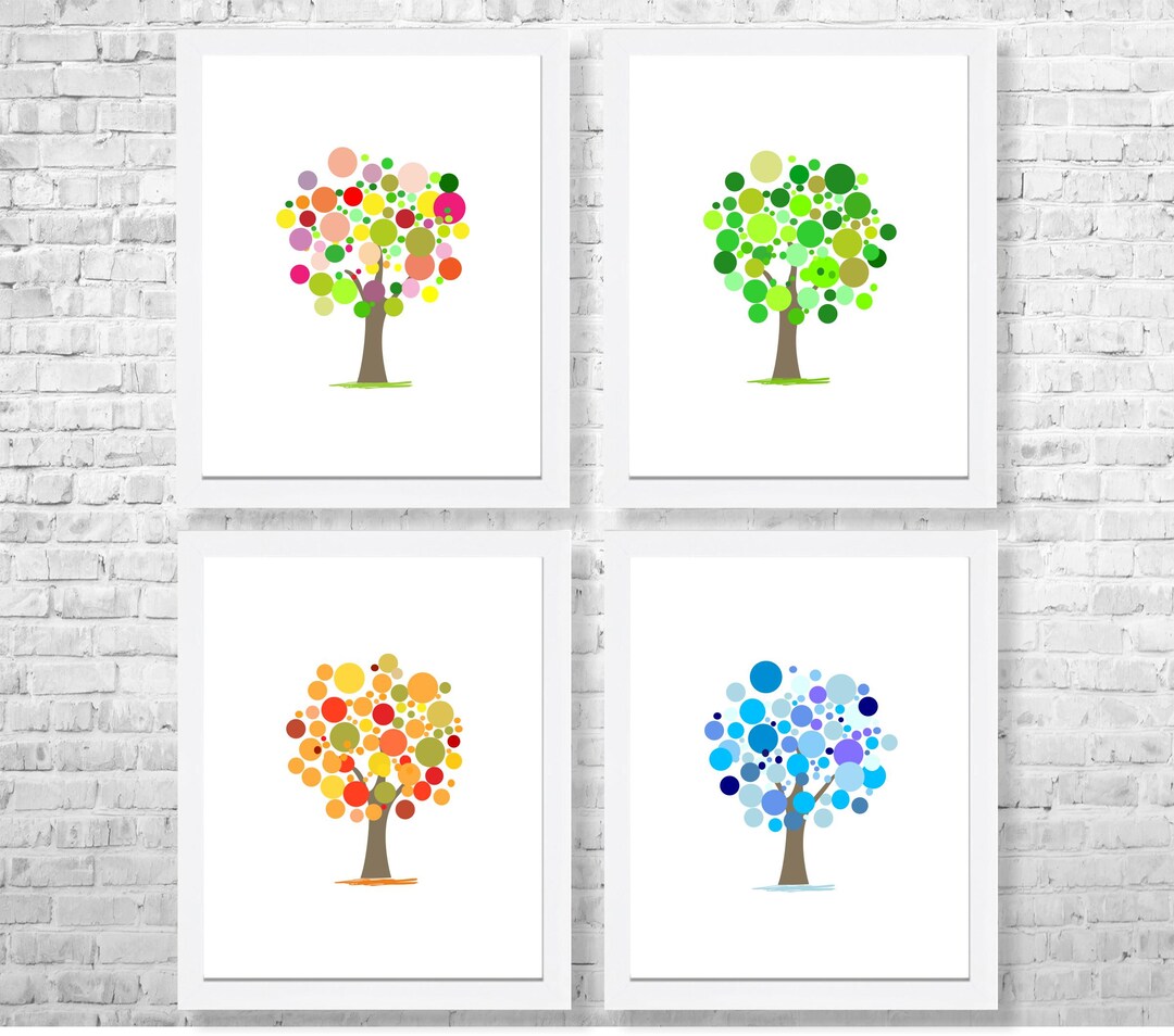 Four Seasons of Trees, Kids Wall Decor, Nursery Wall Print, Kids Room ...