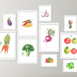 Vegetables Decor Set of 10 Prints, Kitchen Decor, Vegetables Prints, Vegetables Kitchen Art, Kitchen Poster, Food Art, Modern Decor