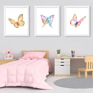 Watercolor Butterfly Art Print Set, Insect Art, Nature Wall Art, Butterfly Illustration, Home Wall Decor, Colorful Wall Art, Set of 3 prints