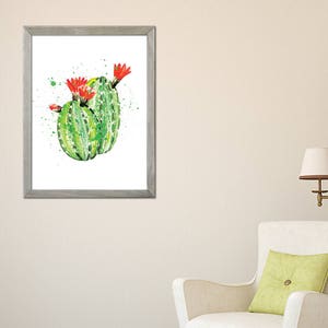 Kaktus Aquarell Druck, Kaktus Kunst, Grüne Kunst, Küchen Druck, Hauswanddekor, Kaktus Poster, Aquarell Botanischer Druck