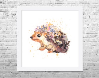 Hedgehog Art Print, Watercolor Painting,Hedgehog Painting, Hedgehog Wall Art, Nursery Wall Decor, Hedgehog Painting, Watercolor Art