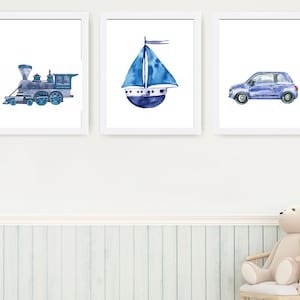 Transport Set 3 prints, kinderkamer Art Print, transport kunst aan de muur, transport jongens kamer decor, Kids Wall Decor
