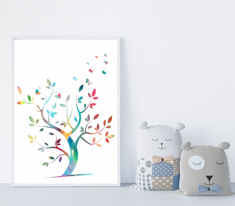 Tree Art Print Kids Art Print Kids Wall Decor Nursery Wall Etsy