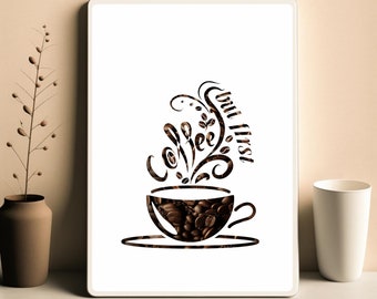 Pero primero, un café: lámina con cita para la cocina, decoración para cafetería.