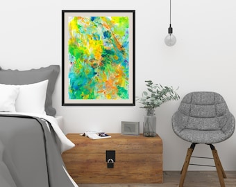 Abstraktes Aquarell Kunst Druck: Farbenfrohe Wanddeko