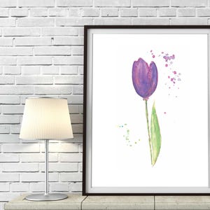 Tulip Print, Watercolor Flowers, Art Print, Purple Decor, Spring Flowers, Watercolor Painting, Floral Wall Art