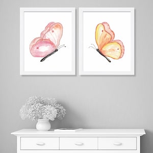 Butterfly Watercolor Art Prints: Colorful Home Decor, Set of 2