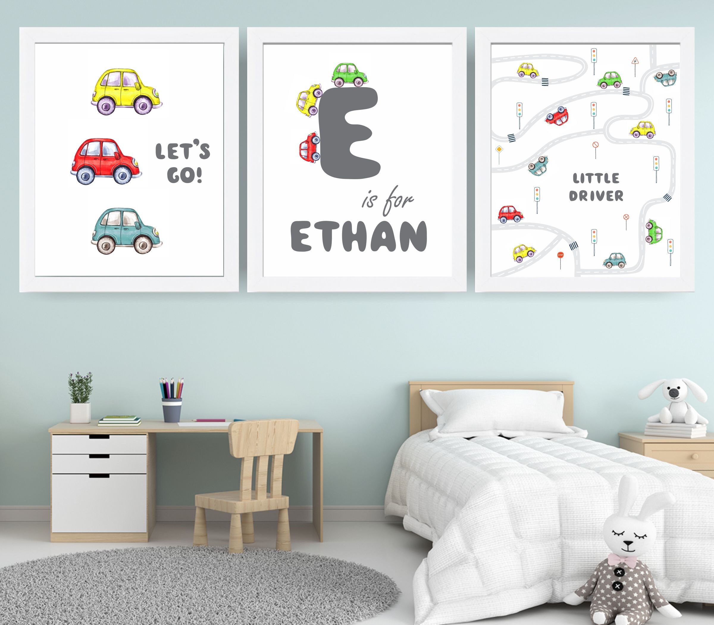 Car Nursery Art Nursery Poster Cars Decor Personalized Art Etsy España