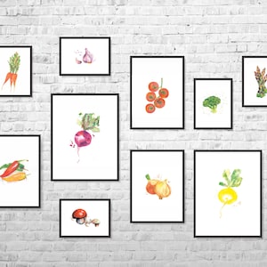 Groentendecor-keukendecor-groentenprint-groenten keukenkunst-keukenposter-voedselkunst-keukenprint-set van 10 prints-moderne inrichting