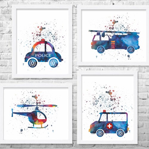 Rescue Vehicles Prints Trucks Car Art Transportation Decor - Etsy