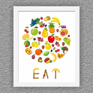 Kitchen Wall Art, Fruits Print, Kitchen Typographic Print, Dining Wall Decor, Modern Decor, Kitchen Poster Print, Wall Art Kitchen