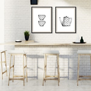 Tea Coffee Print Set of 2, Kitchen Prints,  Kitchen Art Prints, Kitchen Wall Decor, Kitchen Wall Art, Kitchen Posters, Wall Art Kitchen