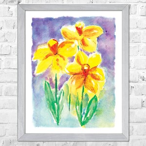 Daffodils Painting, Daffodil Print, Yellow Flowers Art, Print Flowers, Wall Decor, Home Wall Print, Modern Home Decor, Flower Wall Art image 1