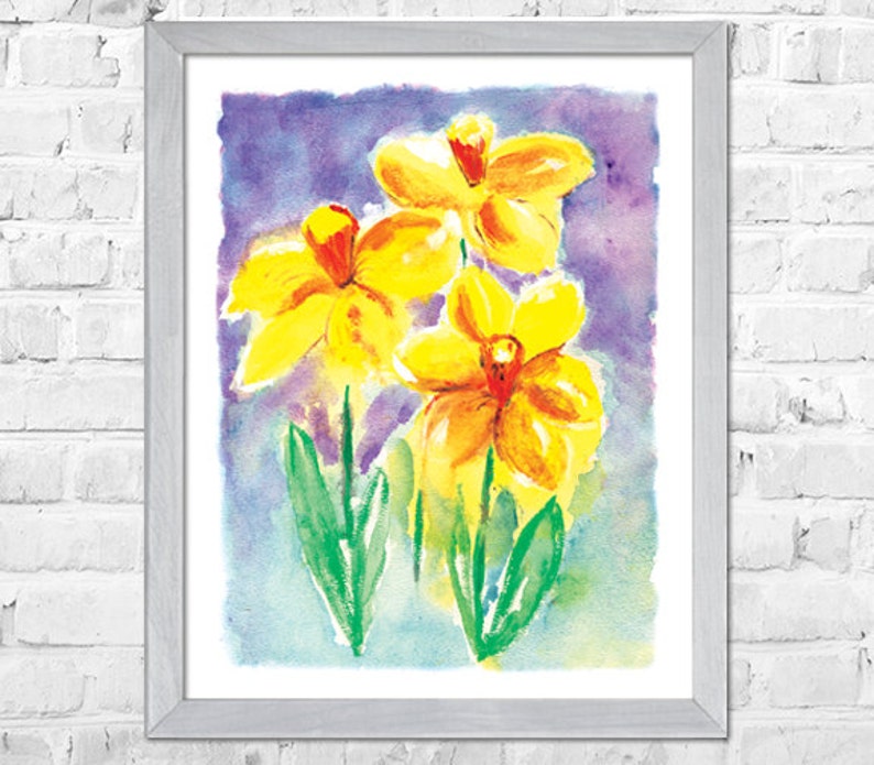 Daffodils Painting, Daffodil Print, Yellow Flowers Art, Print Flowers, Wall Decor, Home Wall Print, Modern Home Decor, Flower Wall Art image 1