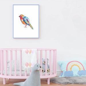 Bird Art, Birds Watercolor Painting, Bird Wall Decor, Bird Print, Watercolor Art, Nursery Art