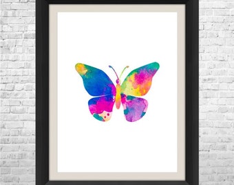 Butterfly Art Print, Butterfly Watercolor Painting, Nursery Wall Art, Abstract Watercolor Painting, Baby Nursery Art, Wall Decor