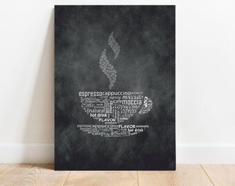 Coffee Typography Art Print, Kitchen Dining Decor