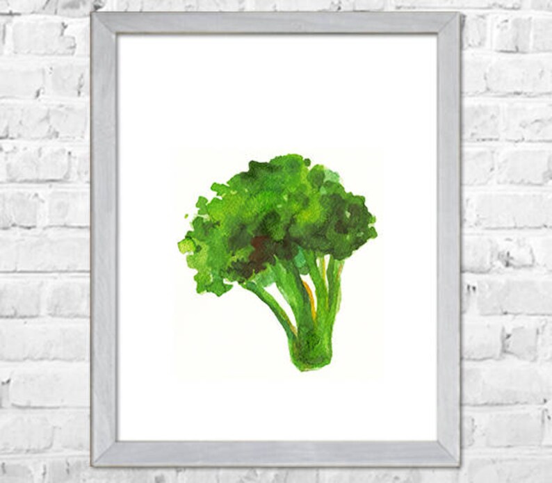 Broccoli Watercolors Painting Vegetable Art Kitchen Wall Etsy