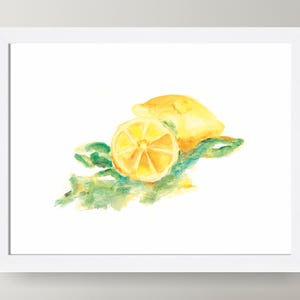 Lemon Watercolor Painting, Kitchen Decoration, Yellow Home Decor, Botanical Watercolor, Kitchen Wall Art, Fruit Art Print,Kitchen Wall Decor