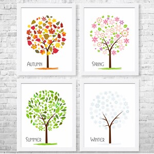 Four Seasons of Trees, Kids Wall Decor, Nursery Wall Print, Kids Room ...