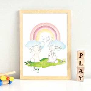 Bunny Rabbit Watercolor Print: Nursery Wall Art