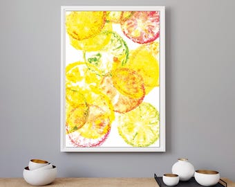 オリジナルレモン水彩画：キッチン静物画（9×13インチ） - Etsy 日本