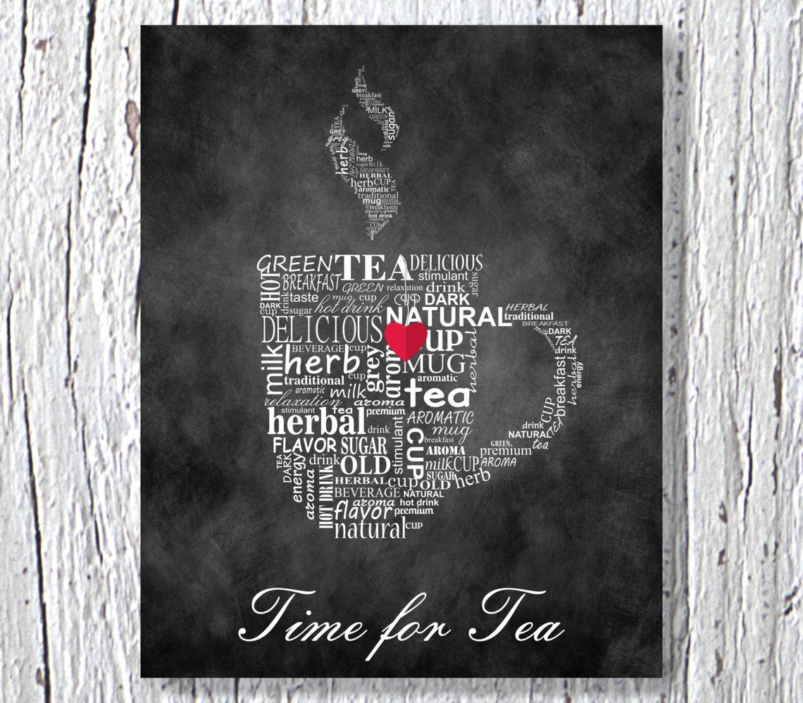Kitchen Art Typographic Print Time for Tea Chalkboard Art - Etsy