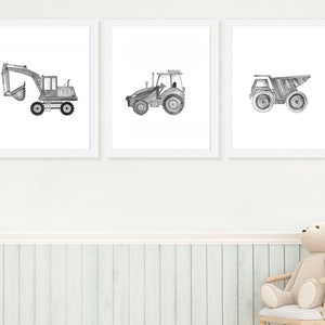 Transportation Nursery Art Prints: Boy Room Decor, Set of 3