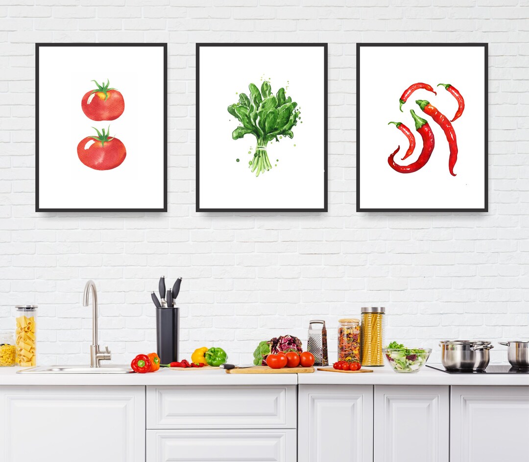 kitchen print set of 2 fruit print vegetable print... Vegetables Decor-kitchen Decor-vegetables Print-vegetables Kitchen Art ...