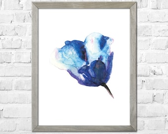 Watercolor flower print, Flower painting, Flower Art Print from Original Painting, Abstract flower, Blue Red flower, Watercolor art