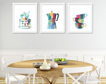Set of 3 Kitchen Prints, Coffee Print Set, Kitchen Art Prints, Kitchen Wall Decor, Kitchen Wall Art, Kitchen Posters, Wall Art Kitchen