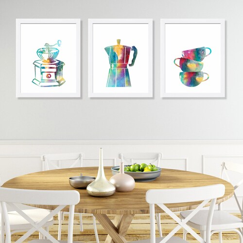 Set of 3 Kitchen Prints Coffee Print Set Kitchen Art Prints Etsy