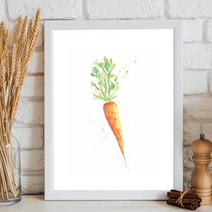 Carrot Art, Watercolor Print, Kitchen Wall Art, Kitchen Art Print, Vegetable Watercolor Painting,Kitchen Wall Decor,Wall Art Kitchen