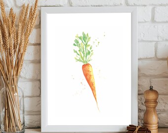 Wortelkunst, aquarelprint, keukenmuurkunst, keukenkunstdruk, plantaardige aquarel, keukenmuurdecoratie, muurkunst keuken