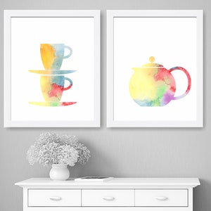 Tea Coffee Print Set of 2 Prints, Kitchen Art Prints, Kitchen Wall Decor, Kitchen Wall Art, Kitchen Posters, Wall Art Kitchen
