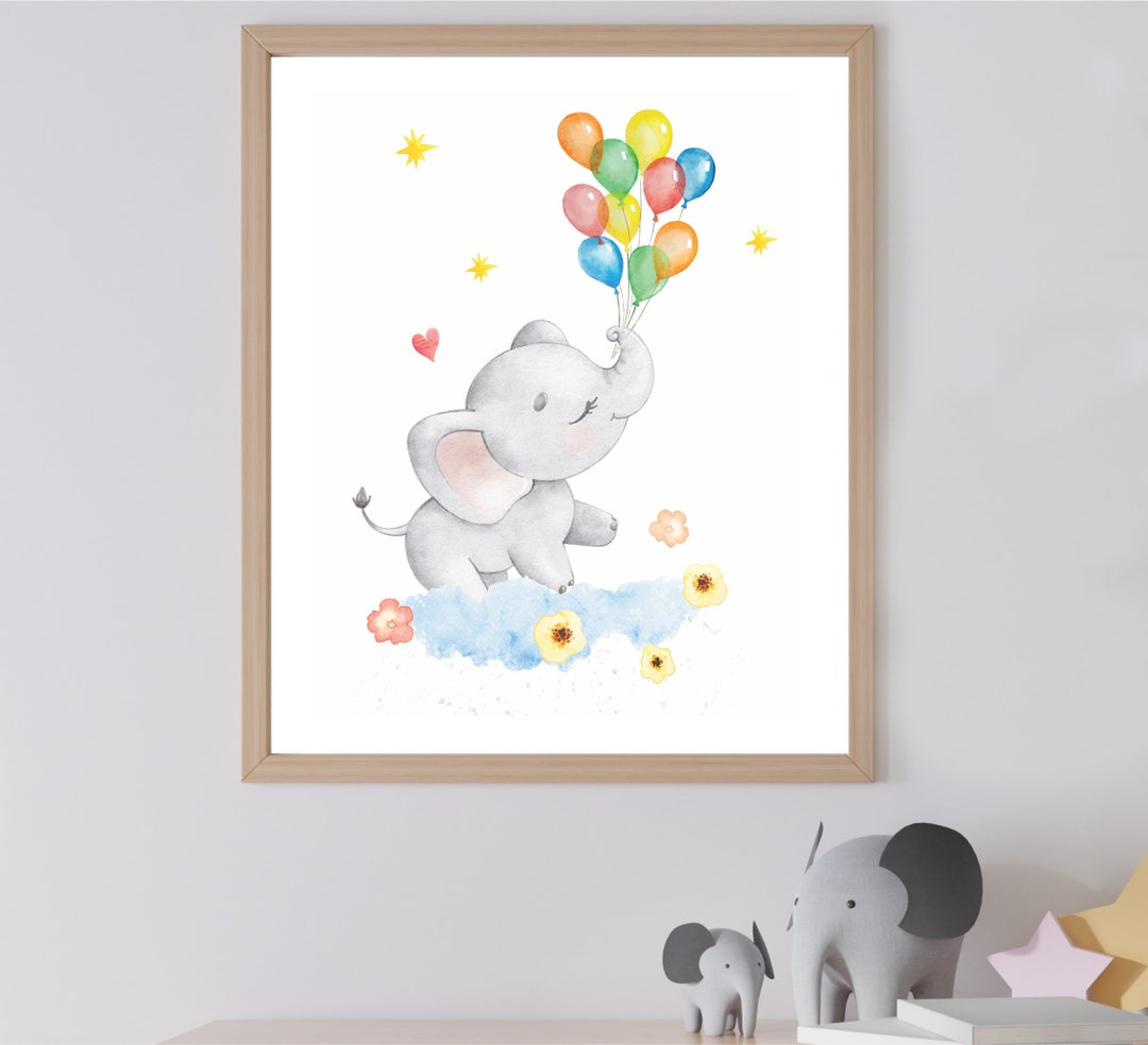 Elephant Wall Art, Baby Elephant Print, Baby Girl Nursery Art, Nursery ...