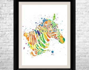 Zebra Art Print, Watercolor Zebra Painting, Nursery Wall Decor, Zebra Painting, Animal Art, Watercolor Art, Nursery Art