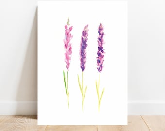 Lavender Herb Art Print: Botanical Watercolor Painting