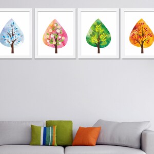 Four Seasons Tree Art Prints: Kids Nursery Decor, Set of 4 - Etsy