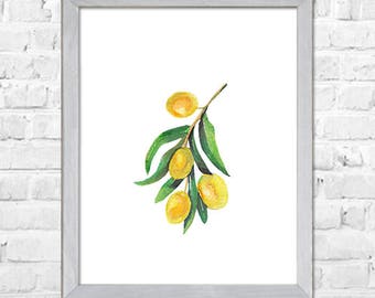 Watercolor Olive Art, Olives Watercolor Print, Kitchen Art, Fruit Poster,  Kitchen Botanical Wall Art, Watercolor Painting, Kitchen Decor