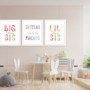Sisters Nursery Art Prints: Personalized Kids Room Decor