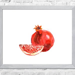 Pomegranate Painting, Watercolor Fruit, Watercolor Painting, Home Decor, Botanical Watercolor, Kitchen Wall Decor, Fruit Art Print