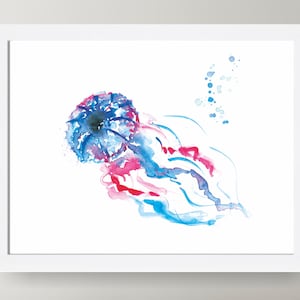 Jellyfish Art Print, Watercolor Painting, Sea Life, illustrations Art Print, Kids Wall Decor, Nautical Art, Nursery Art, Baby Room Decor