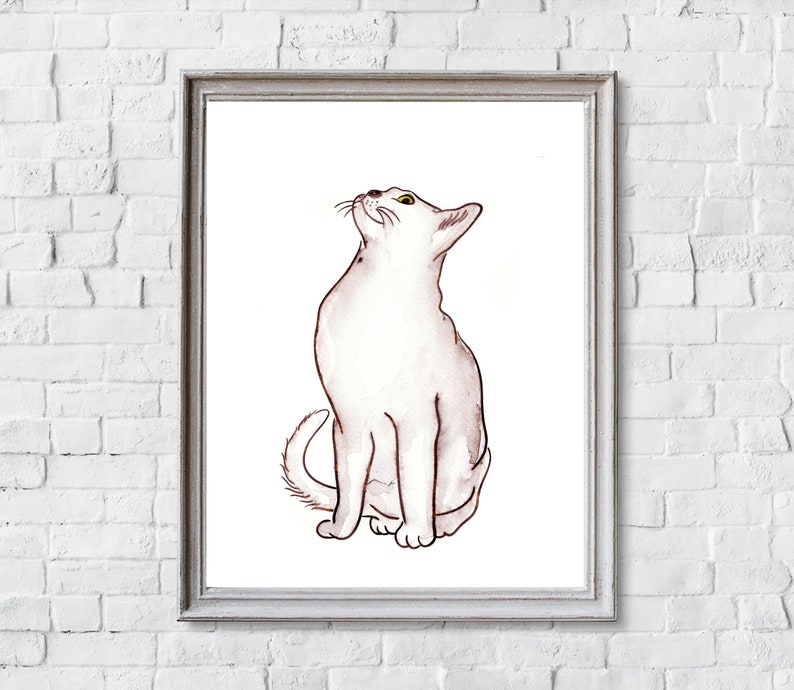 Cat Art Print, Cat Watercolor Painting, Watercolor Animal, Cats Poster, Cat Decor, Wall Cat Picture, Nursery Wall Decor, Home Decor image 2