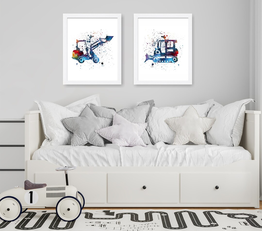 Construction Themed Nursery Art, Construction Theme Art, Transportation