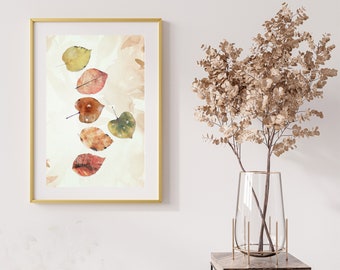 Aquarel herfstbladeren: moderne minimalistische muurkunst
