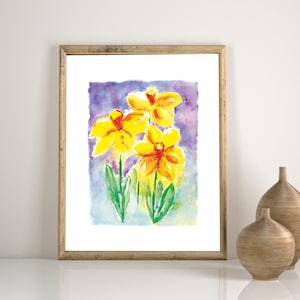 Daffodils Painting, Daffodil Print, Yellow Flowers Art, Print Flowers, Wall Decor, Home Wall Print, Modern Home Decor, Flower Wall Art