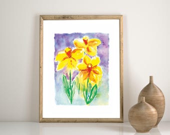 Daffodils Art Print: Yellow Flower Wall Decor