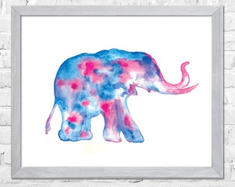 Elephant Watercolor Print, Elephant Watercolor, Animal Art, Nursery Art Print, Wall Art Print, Watercolor Painting , Home Decor